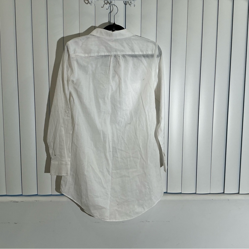 Aqua Womens White Collared Solid Top Button-Down … - image 4